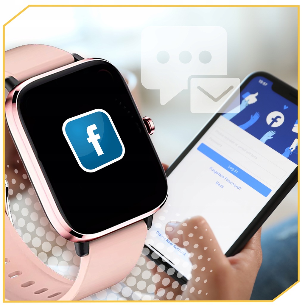 SMARTWATCH DAMSKI ZEGAREK POWIADOMIENIA PL MENU ROZMOWY PRO DLA KOBIETY RÓŻ Obsługa ładowania bezprzewodowego nie